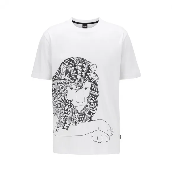 雨果博斯/Hugo Boss 橡胶印花纯棉 T 恤 hbas50423048100