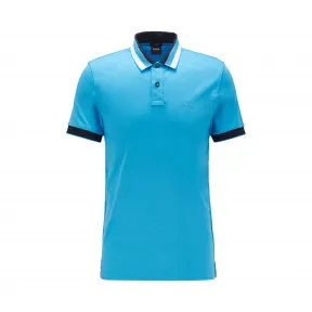 雨果博斯/Hugo Boss 男士棉质条纹领修身版 polo 衫 hbas50424189448