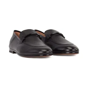 雨果博斯/Hugo Boss 男士意大利制造粒面皮革可折叠鞋跟乐福鞋 hbas50428685001