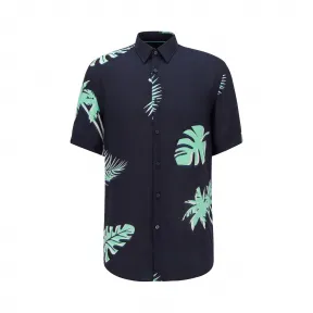 雨果博斯/Hugo Boss 棕榈叶印花短袖修身版衬衫 50432852402