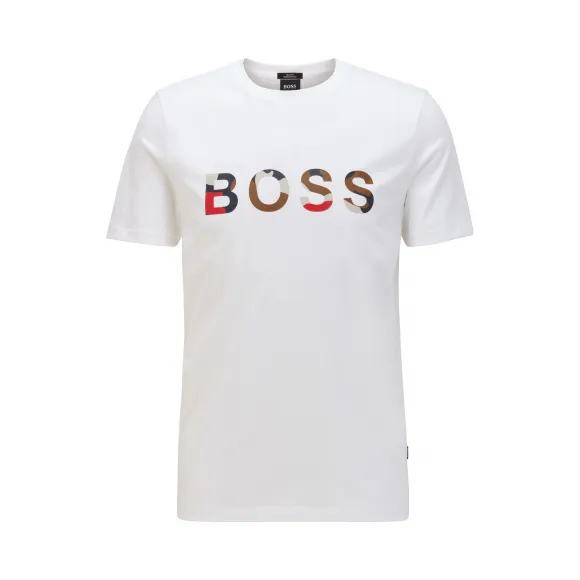 雨果博斯/Hugo Boss 男士迷彩印花徽标丝光棉 T 恤 hbas50434748100