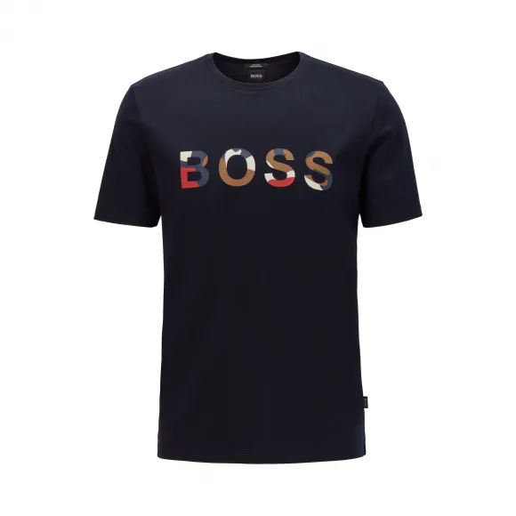 雨果博斯/Hugo Boss 男士迷彩印花徽标丝光棉 T 恤 hbas50434748402