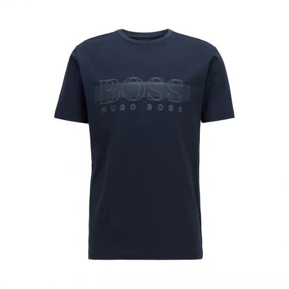 雨果博斯/Hugo Boss 徽标印花弹力棉圆领 T 恤 50436295410