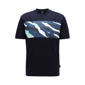 雨果博斯/Hugo Boss 色块艺术图案丝光棉 T 恤 hbas50436298402