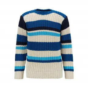 雨果博斯/Hugo Boss 意大利丝光棉条纹毛衣 50439153410