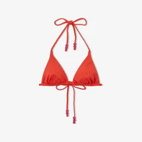 Jimmychoo/吉米周 椒红色 JC 字母印花再生尼龙拼莱卡三角比基尼上衣 ARIAHB076061799