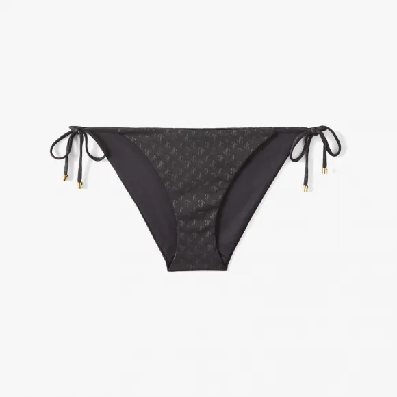Jimmychoo/吉米周 AUBRIE-黑色JC字母印花环保再生尼龙拼莱卡比基尼三角裤 AUBRIEB050013776