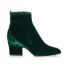 Jimmychoo/吉米周 深绿色天鹅绒圆头短靴 AUTUMN65VEL034383