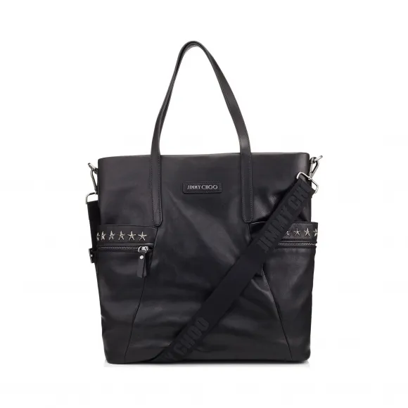 Jimmychoo/吉米周 炮铜色星形铆钉黑色机车皮革托特包  BALFOURBLS000735