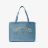 Jimmychoo/吉米周 刺绣烟青色拉菲草织托特包 BEACHTOTEEWBXG043452