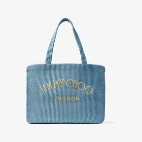 Jimmychoo/吉米周 刺绣烟青色拉菲草织托特包 BEACHTOTEEWBXG043452