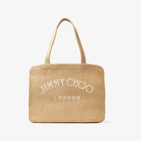 Jimmychoo/吉米周 刺绣自然色拉菲草织托特包 BEACHTOTEEWBXG0C7611