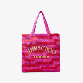 Jimmychoo/吉米周 桃红色椒红色拼色 Avenue 钩针编织托特包 BEACHTOTENSBXD0C9937