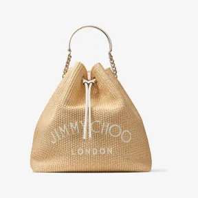 Jimmychoo/吉米周 自然色拉菲织草拼磨面皮桶包 BONBONBUCKETMAXIBXE0C8378