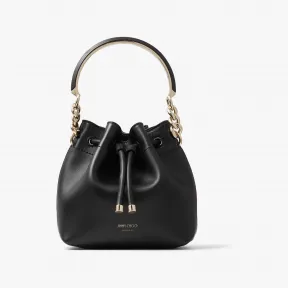 Jimmychoo/吉米周 BONBONBUCKETS-黑色柔软亮面小牛皮桶包 BONBONBUCKETSHUT001463