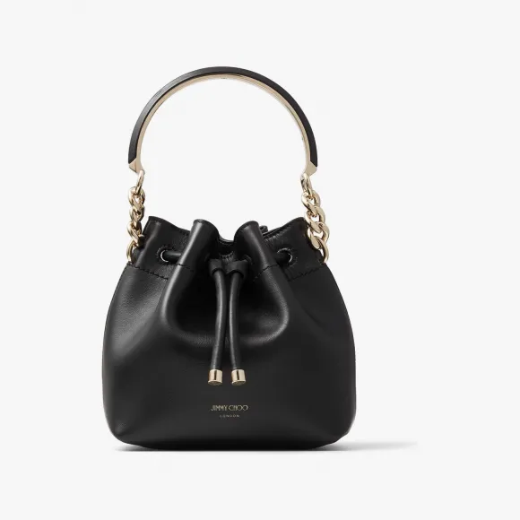 Jimmychoo/吉米周 BONBONBUCKETS-黑色柔软亮面小牛皮桶包 BONBONBUCKETSHUT001463