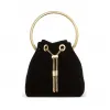 Jimmychoo/吉米周 黑色丝绒金属手提带手提包  BONBONVKK010003