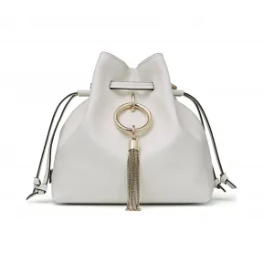 Jimmychoo/吉米周 链条肩带拿铁色细腻牛皮桶包  CALLIEDRAWSTRINGSPKR080258