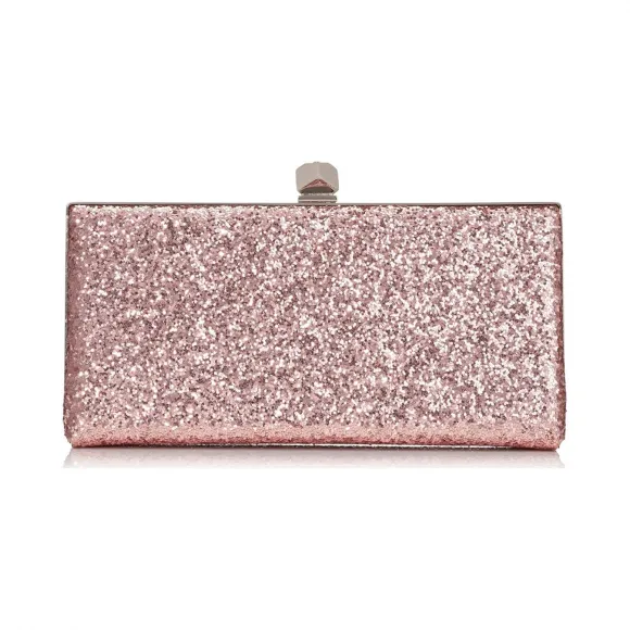 Jimmychoo/吉米周 棉花糖粉色太空闪粉面料推扣手拿包  CELESTESFTG112204