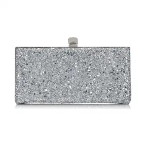 Jimmychoo/吉米周 银色太空闪粉面料推扣手拿包  CELESTESFTGAA0009