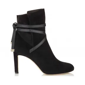 Jimmychoo/吉米周 黑色羊绒绒面革踝靴，皮革表带细节 DALAL85ZHZ000074