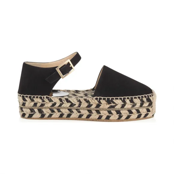 Jimmychoo/吉米周 黑色绒面革帆布鞋 DELFINEFLATSUE010003