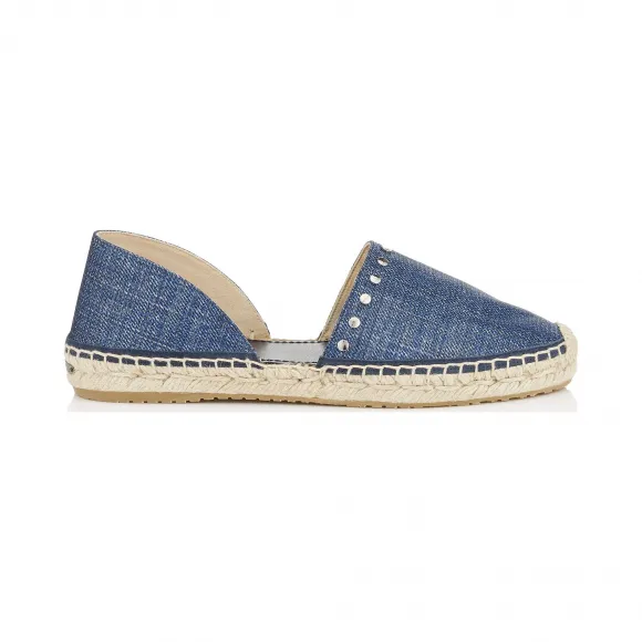 Jimmychoo/吉米周 海军蓝印花金属牛仔布搭扣鞋 DREYAIBD040014