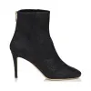 Jimmychoo/吉米周 黑色压纹La皮皮革杏仁趾短靴 DUKE85BEL010003