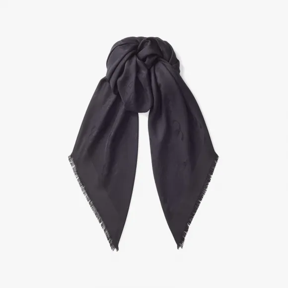 Jimmychoo/吉米周 EMANI-黑色真丝拼羊毛提花披巾 EMANIH6S077280S728012555