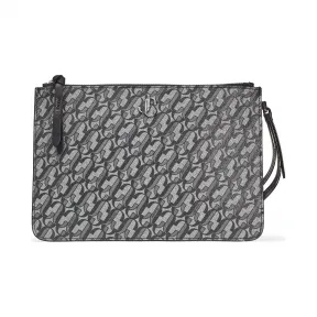 Jimmychoo/吉米周 品牌 logo 装饰银色金属感/黑色闪粉皮腕包  FARARJJ000087