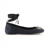 Jimmychoo/吉米周 海军蓝缎面和罗缎缎带芭蕾舞鞋 GRACEFLATTNG040014