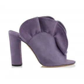 Jimmychoo/吉米周 蓟色麂皮鱼嘴穆勒鞋  HAILE100SUE051355