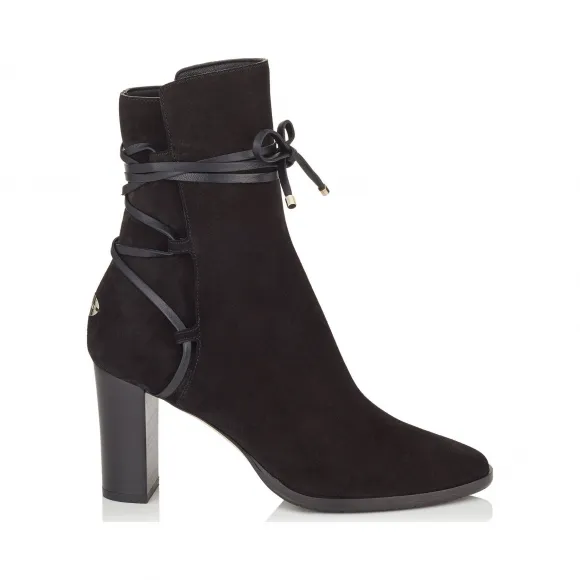 Jimmychoo/吉米周 黑色绒面革和皮靴 HAMPTON80SUL010003