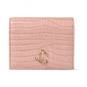 Jimmychoo/吉米周 品牌 logo 徽章装饰绯红色鳄鱼纹皮钱夹  HANNECCL110003