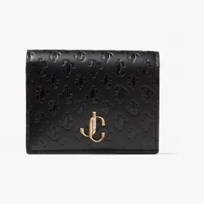 Jimmychoo/吉米周 HANNE-JC徽章装饰黑色JCLogo印花面料钱夹 HANNELSQ013741