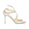 Jimmychoo/吉米周 优雅的香槟色闪光系带凉鞋 IVETTEGLE120011