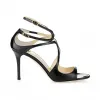 Jimmychoo/吉米周 时尚黑色漆皮系带凉鞋 IVETTEPAT010003