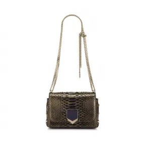 Jimmychoo/吉米周 黑色和金色金属尖头蟒蛇皮单肩包 j000056063001