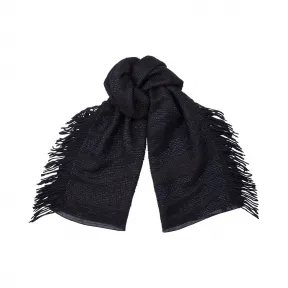 Jimmychoo/吉米周 海军蓝提花流苏披肩 j000056334001