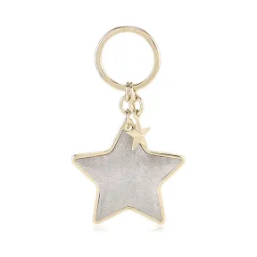 Jimmychoo/吉米周 复古银蚀刻金属Spazzolato皮革和金属星星钥匙扣 j000056341001