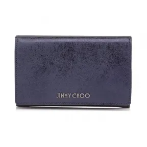 Jimmychoo/吉米周 海军蓝蚀刻金属感皮革欧式钱包 j000060761001