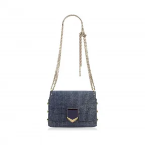 Jimmychoo/吉米周 浅靛蓝色牛仔布皮革单肩包 J000063035001