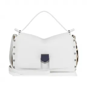 Jimmychoo/吉米周 光学白粒状皮革和雪豹印花小马手提包 j000065375001