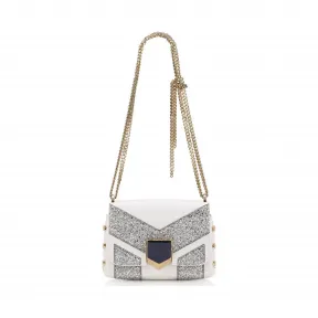 Jimmychoo/吉米周 光学白皮革配银色亮片条纹图案单肩包 j000066428001