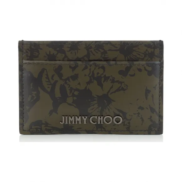Jimmychoo/吉米周 深绿色和黑色俄罗斯花朵小牛皮卡套 j000068422001
