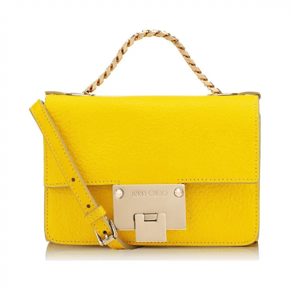 Jimmychoo/吉米周 流行黄色软粒面皮革迷你斜挎包 j000070645001