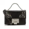 Jimmychoo/吉米周 黑色水洗皱纹皮革迷你斜挎包，带钉 j000070654001