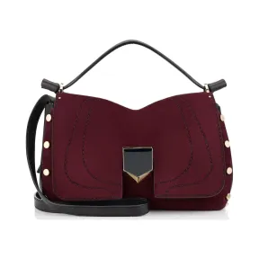 Jimmychoo/吉米周 波尔多缝制绒面革和黑色纳帕皮手提包 j000070726001