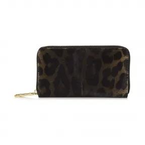 Jimmychoo/吉米周 军绿色豹纹小马和橙色小马拉链钱包 j000071244001