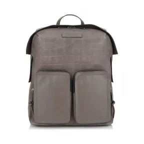 Jimmychoo/吉米周 Lennox铁灰色鳄鱼压纹缎面皮革背包 j000079098001